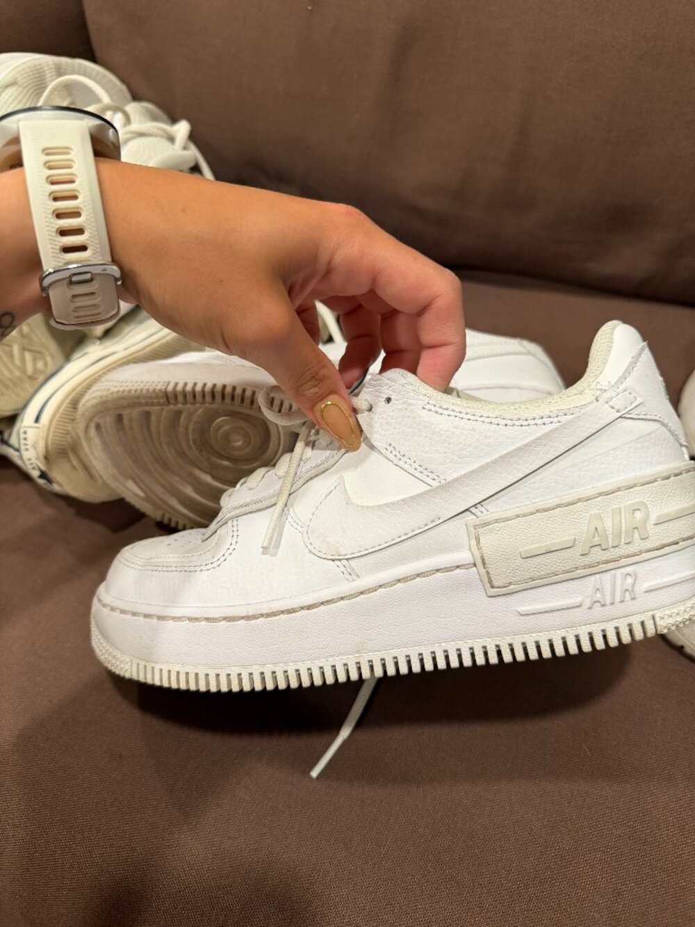 White semi-platform Nike air forces